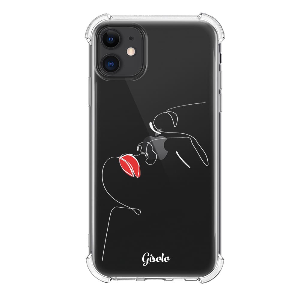 Чохол для iPhone 11 - Minimalistic Face Line with red lips - Gisolo