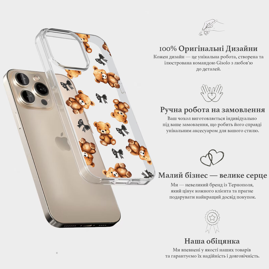 Дизайнерський чохол для iPhone 16 Plus BFF з чорним бантиком