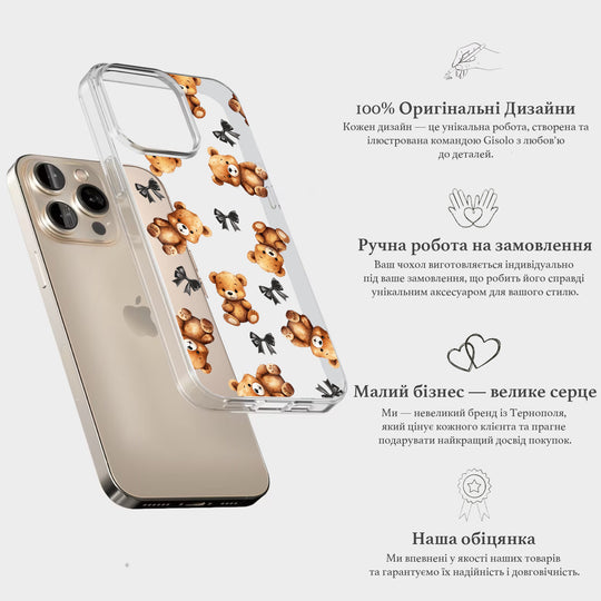 Дизайнерський чохол для iPhone 16 Plus BFF з чорним бантиком