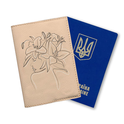 Бежева Обкладинка на паспорт - Modern Girl in Flowers - Gisolo