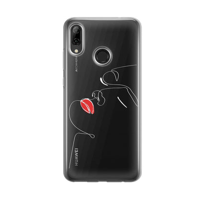 Чохол для Huawei P Smart (2019) - Minimalistic Face Line with red lips - Gisolo