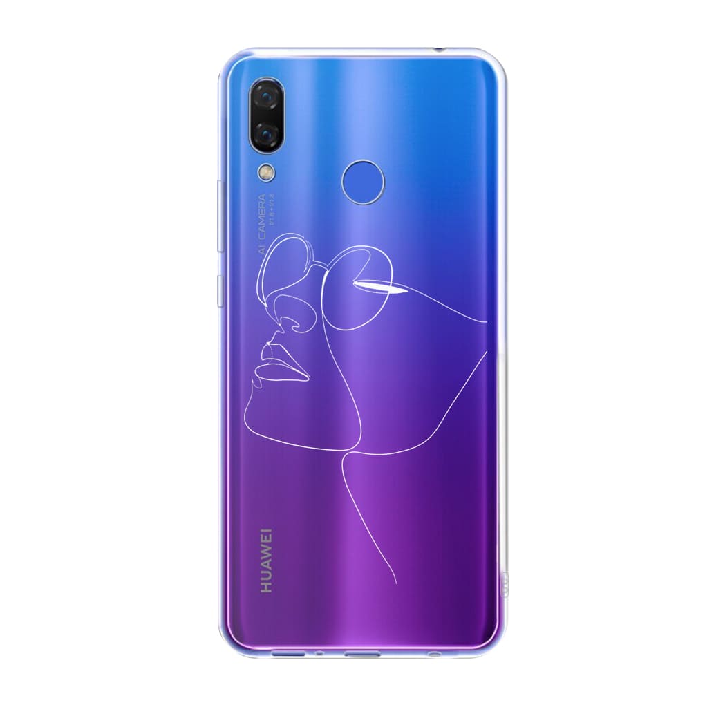 Чохол для Huawei P Smart Plus (2018) - Minimalistic Face Line with glasses - Gisolo
