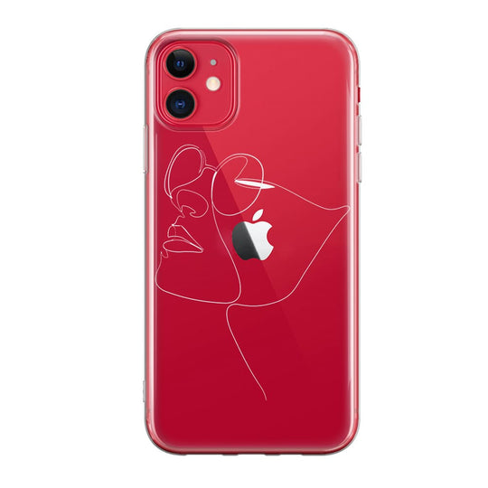 Чохол для iPhone 11 - Minimalistic Face Line with sunglasses - Gisolo