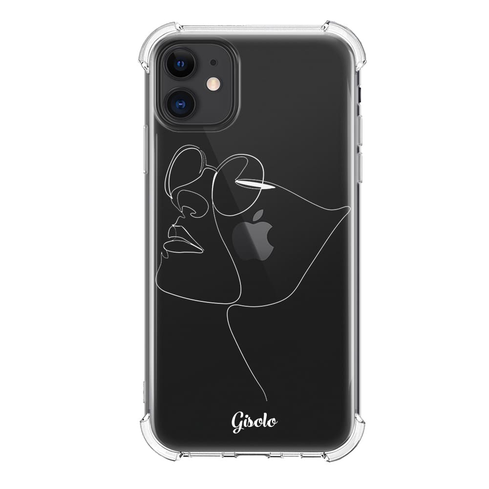 Чохол для iPhone 11 - Minimalistic Face Line with sunglasses - Gisolo