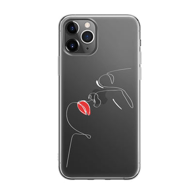 Чохол для iPhone 11 Pro Max - Minimalistic Face Line with red lips - Gisolo