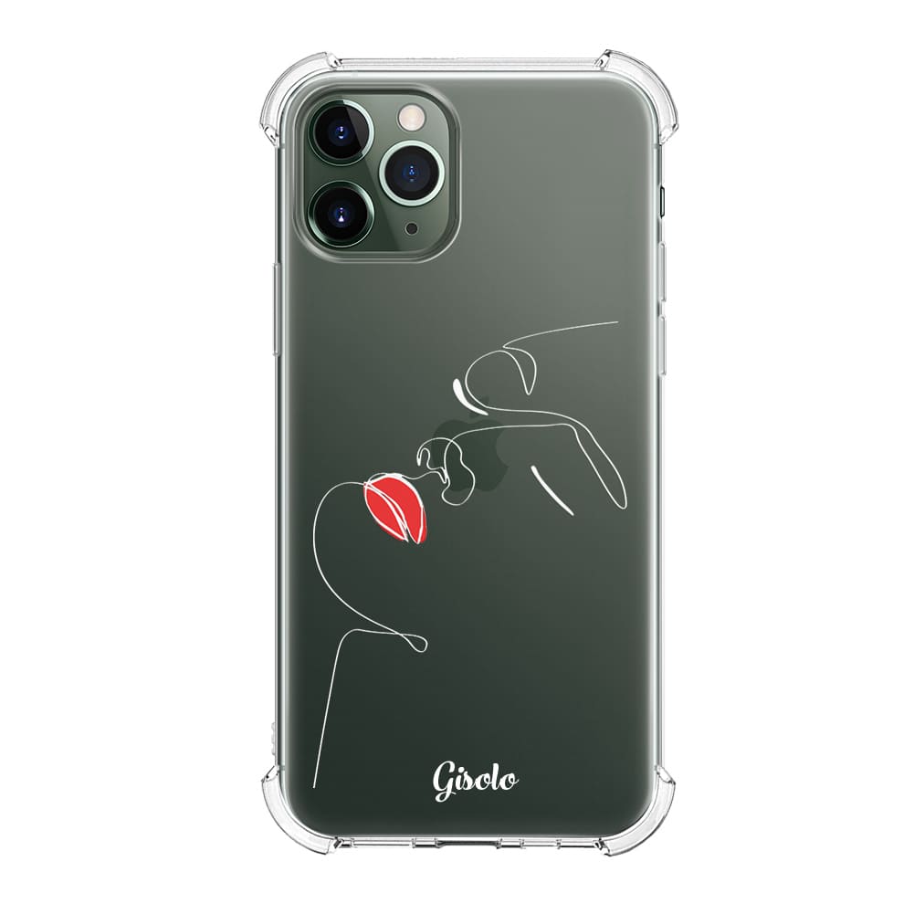 Чохол для iPhone 11 Pro - Minimalistic Face Line with red lips - Gisolo
