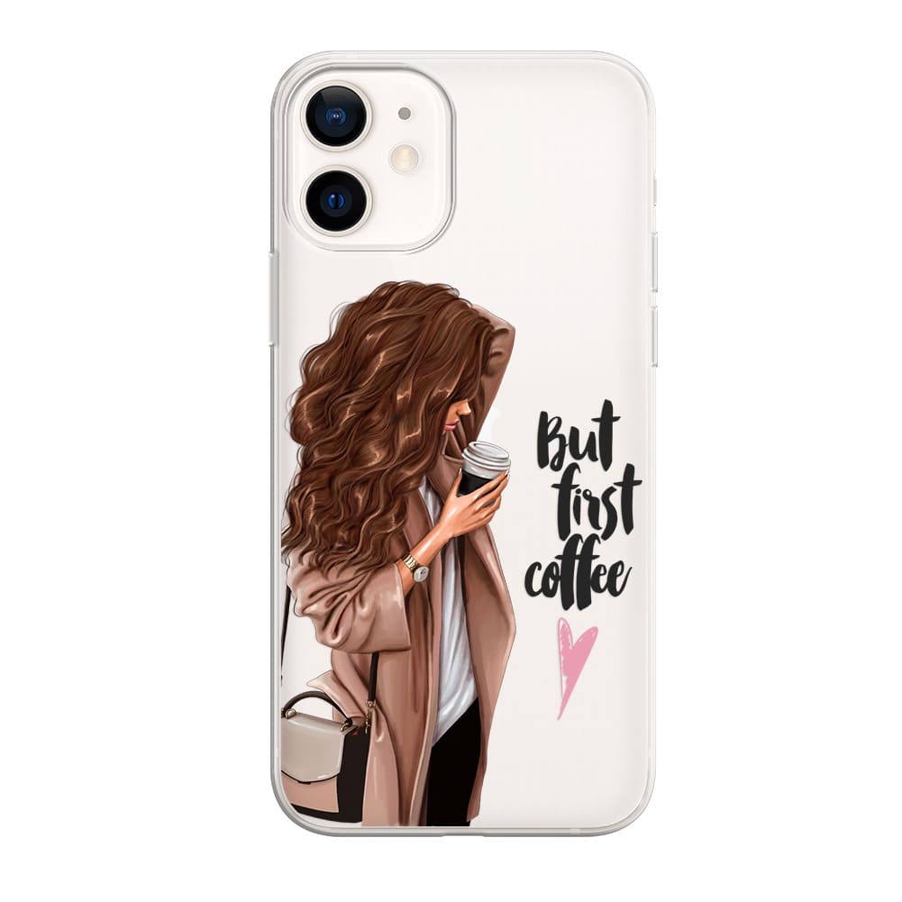 Чохол для iPhone 12 mini - But first coffee (brunette) - Gisolo