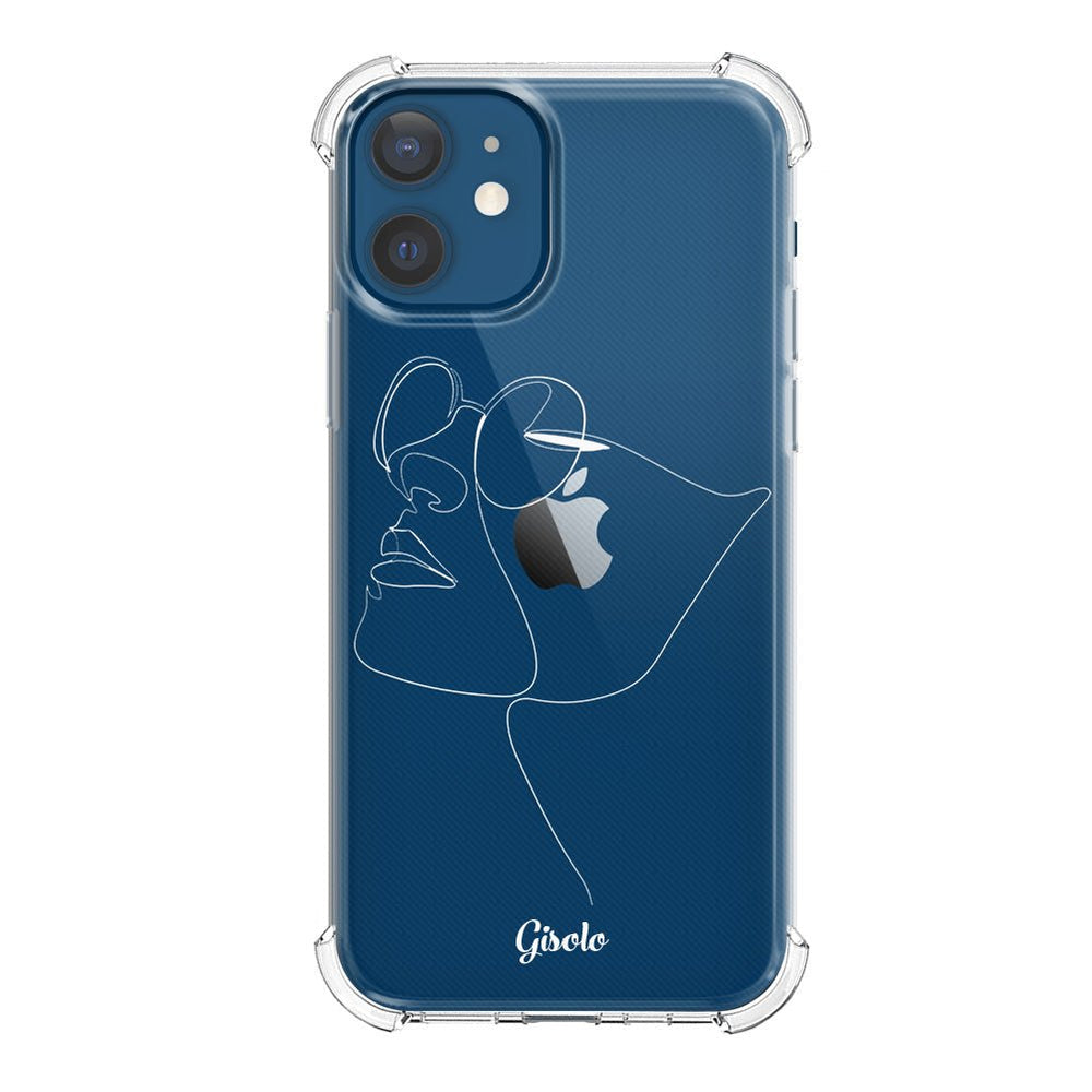 Чохол для iPhone 12 Mini - Мінімалістичні лінії обличчя з окулярами - Gisolo