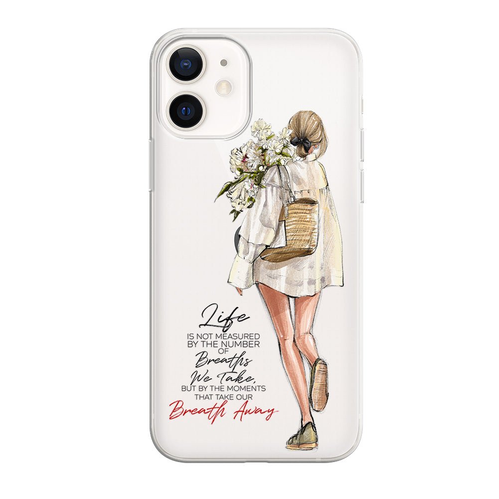 Чохол для iPhone 12 mini - White peonies shirt girl (blond) - Gisolo