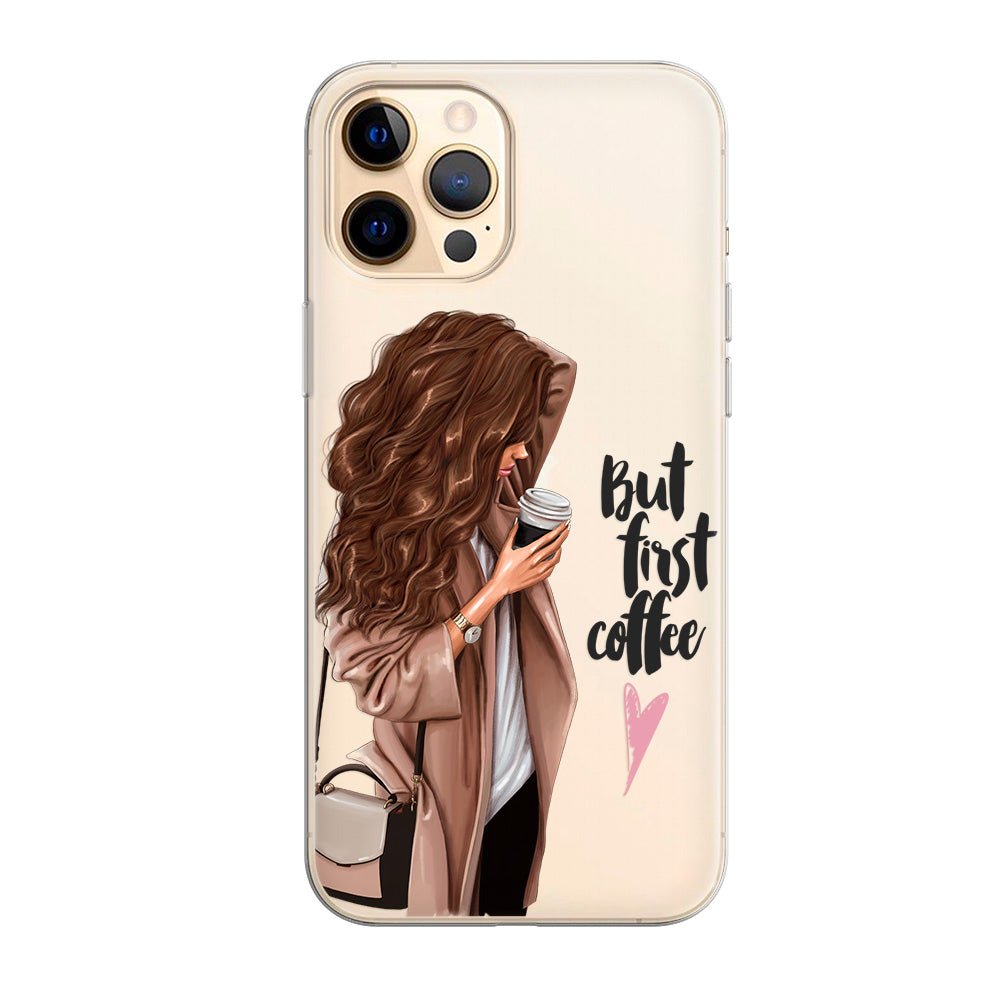 Чохол для iPhone 12 Pro - But first coffee (brunette) - Gisolo