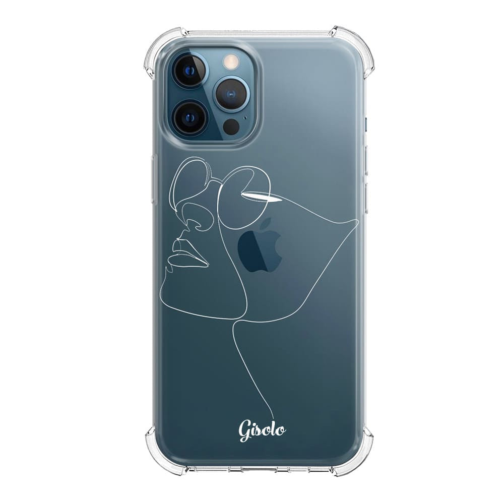 Чохол для iPhone 12 Pro Max - Мінімалістичні лінії обличчя з окулярами - Gisolo