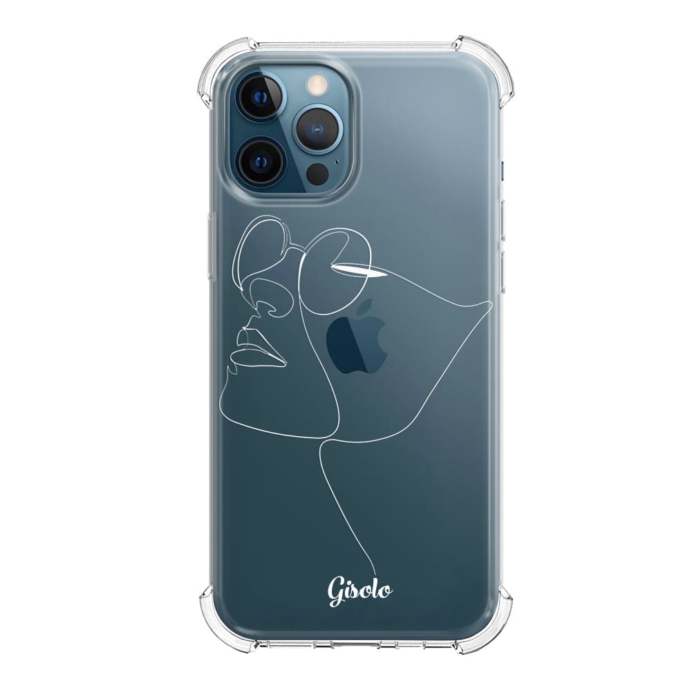 Чохол для iPhone 12 Pro Max - Мінімалістичні лінії обличчя з окулярами - Gisolo