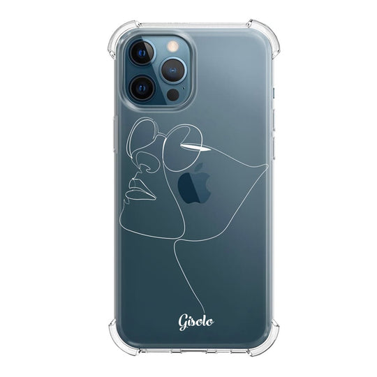 Чохол для iPhone 12 Pro Max - Мінімалістичні лінії обличчя з окулярами - Gisolo