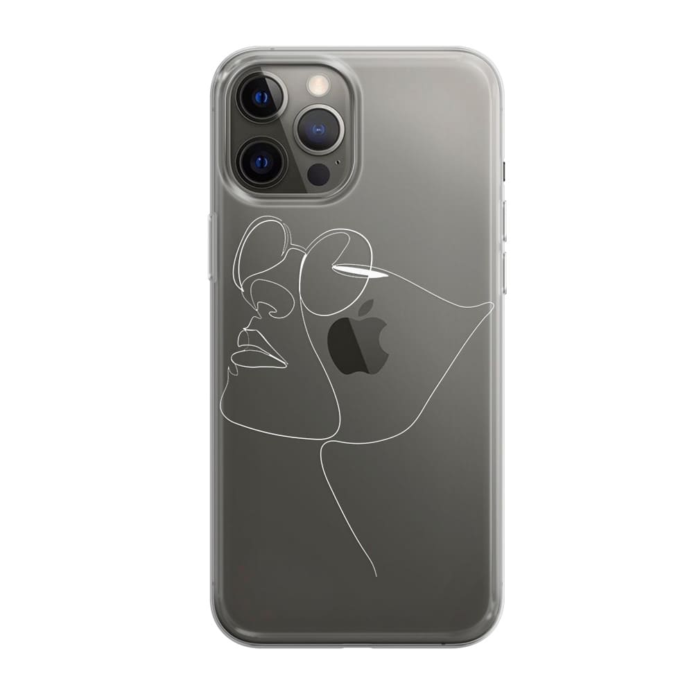 Чохол для iPhone 12 Pro Max - Мінімалістичні лінії обличчя з окулярами - Gisolo