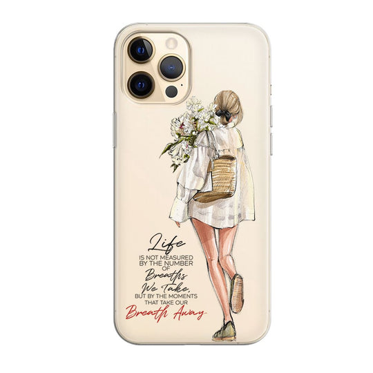 Чохол для iPhone 12 Pro - White peonies shirt girl (blond) - Gisolo