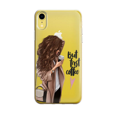 Чохол для iPhone Xr - But first coffee (brunette) - Gisolo