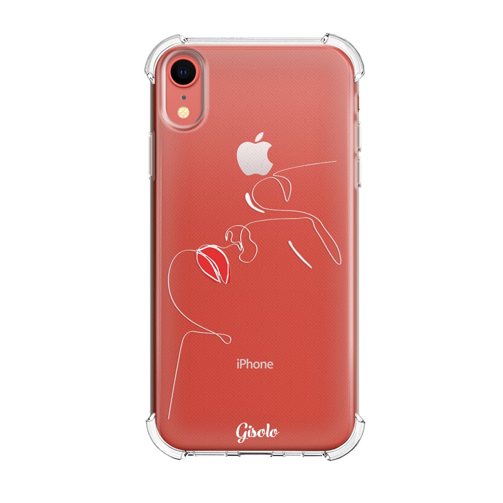 Чохол для iPhone Xr - Minimalistic Face Line with red lips - Gisolo
