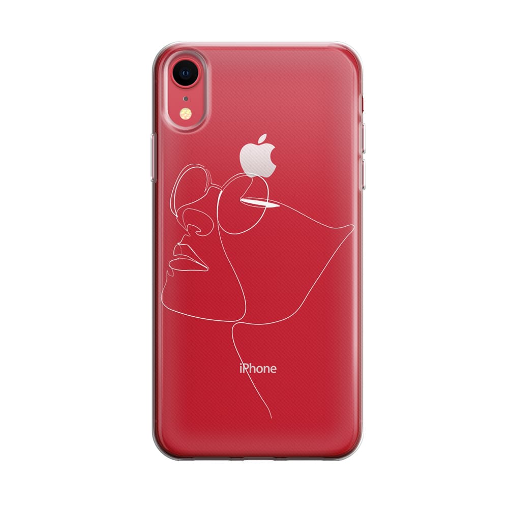 Чохол для iPhone Xr - Minimalistic Face Line with sunglasses - Gisolo