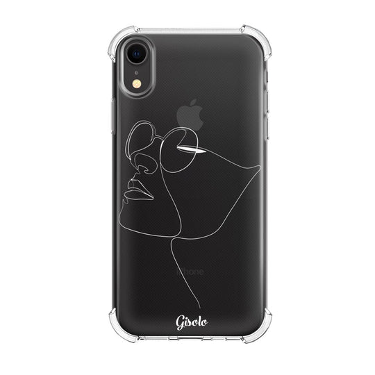 Чохол для iPhone Xr - Minimalistic Face Line with sunglasses - Gisolo