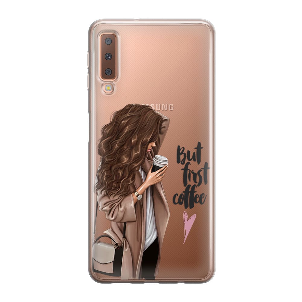 Чохол для Samsung A7 2018 (A750) - But first coffee(brunette) - Gisolo