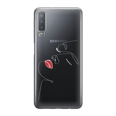 Чохол для Samsung A7 2018 (A750) - Minimalistic Face Line with red lips - Gisolo