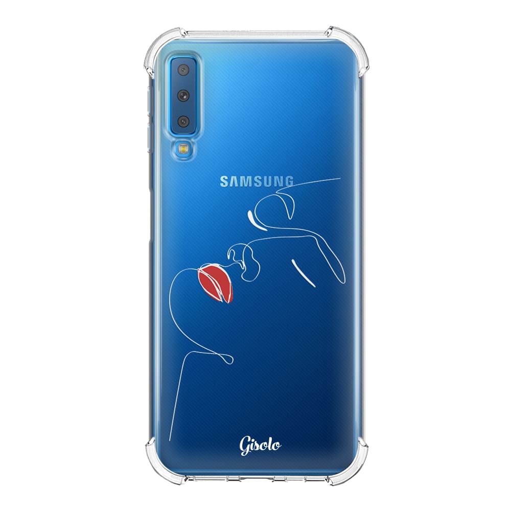 Чохол для Samsung A7 2018 (A750) - Minimalistic Face Line with red lips - Gisolo