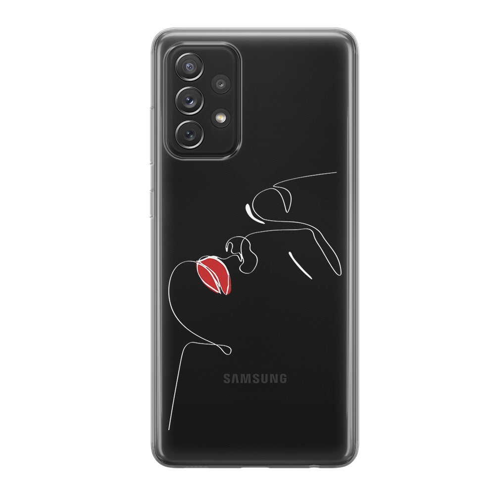 Чохол для Samsung Galaxy A32 (4G) - Minimalistic Face Line with red lips - Gisolo