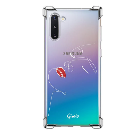 Чохол для Samsung Note 10 Minimalistic Face Line with red lips - Gisolo
