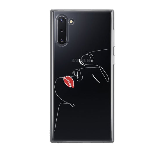 Чохол для Samsung Note 10 Minimalistic Face Line with red lips - Gisolo