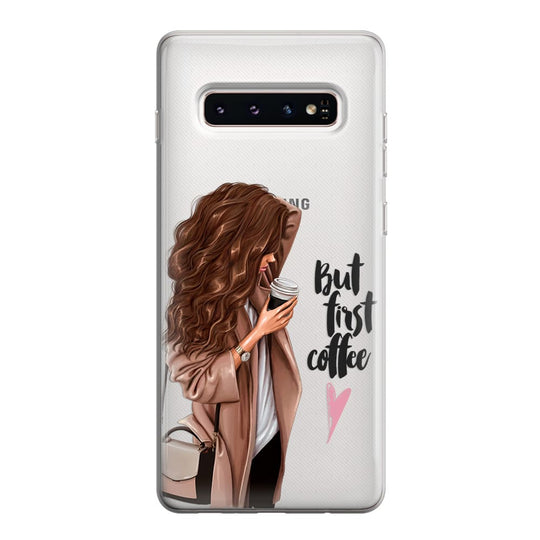 Чохол для Samsung S10 Plus - But first coffee(brunette) - Gisolo