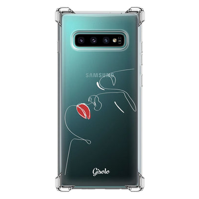 Чохол для Samsung S10 plus - Minimalistic Face Line with red lips - Gisolo