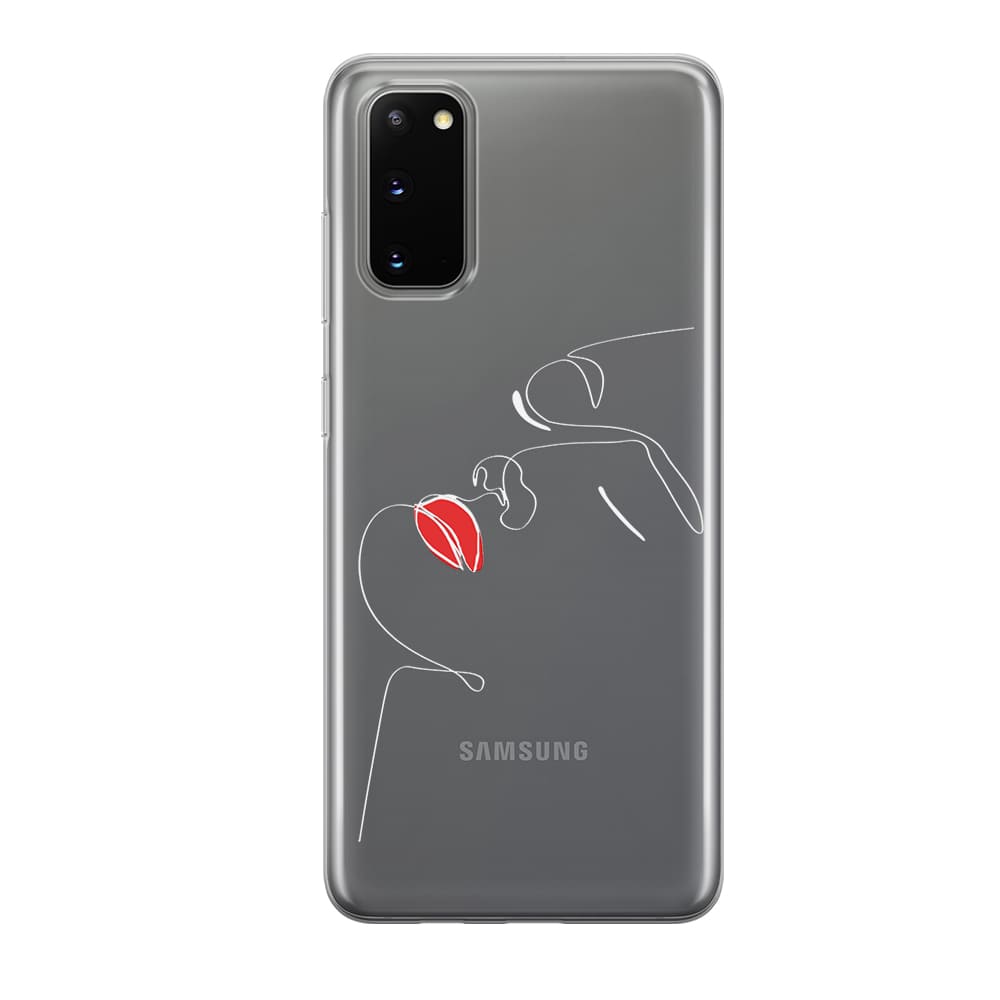 Чохол для Samsung S20 - Minimalistic Face Line with red lips - Gisolo