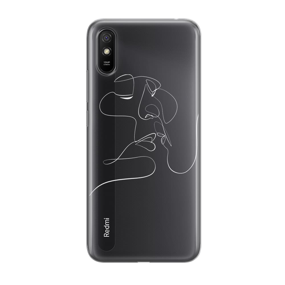 Чохол для Xiaomi Redmi 9a - Minimalistic Couple Faces Line - Gisolo