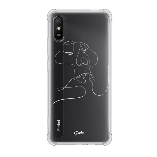 Чохол для Xiaomi Redmi 9a - Minimalistic Couple Faces Line - Gisolo