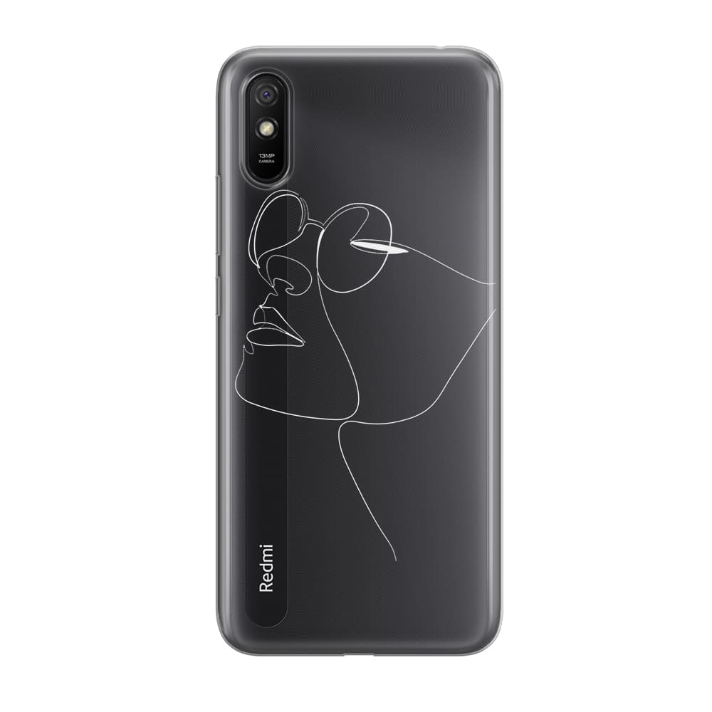 Чохол для Xiaomi Redmi 9a - Minimalistic Face Line with sunglasses - Gisolo