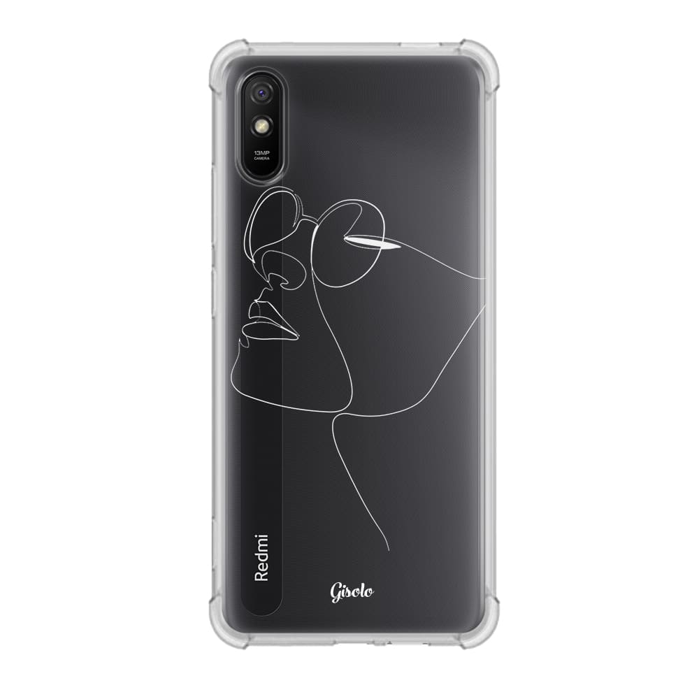 Чохол для Xiaomi Redmi 9a - Minimalistic Face Line with sunglasses - Gisolo