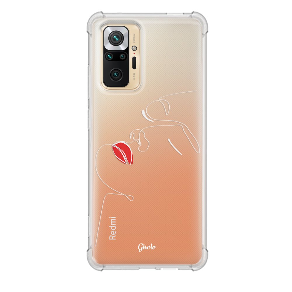 Чохол для Xiaomi Redmi Note 10 Pro - Minimalistic Face Line with Red Lips - Gisolo