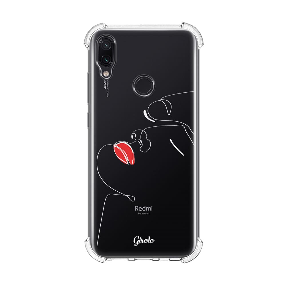 Чохол для Xiaomi Redmi Note 7 - Minimalistic Face Line with red lips - Gisolo