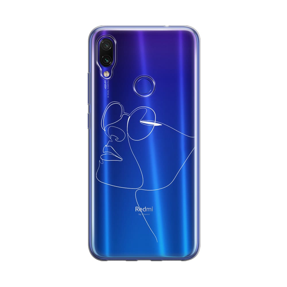 Чохол для Xiaomi Redmi Note 7 - Minimalistic Face Line with sunglasses - Gisolo