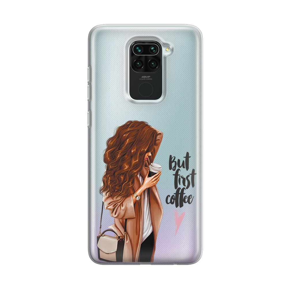 Чохол для Xiaomi Redmi Note 9 - But first coffee(brunette) - Gisolo