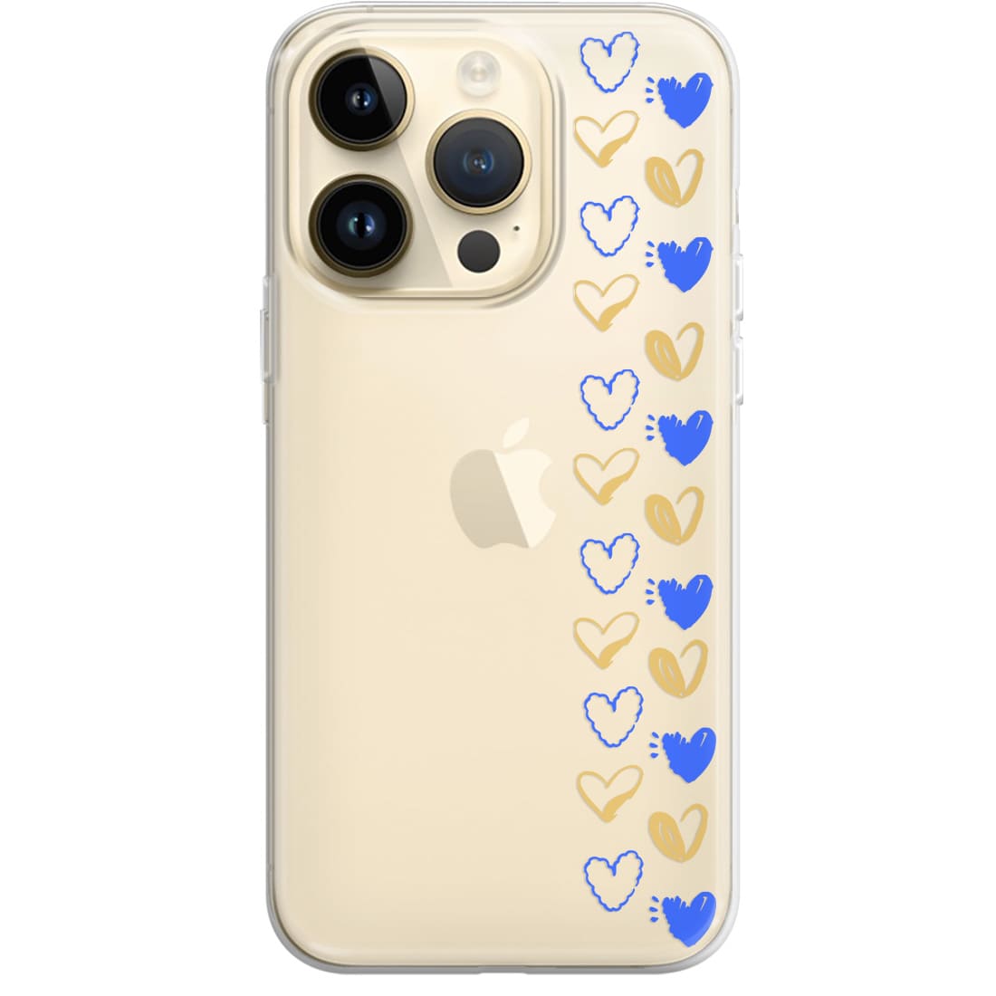 Чохол на телефон з синьо - золотими сердечками - Gisolo