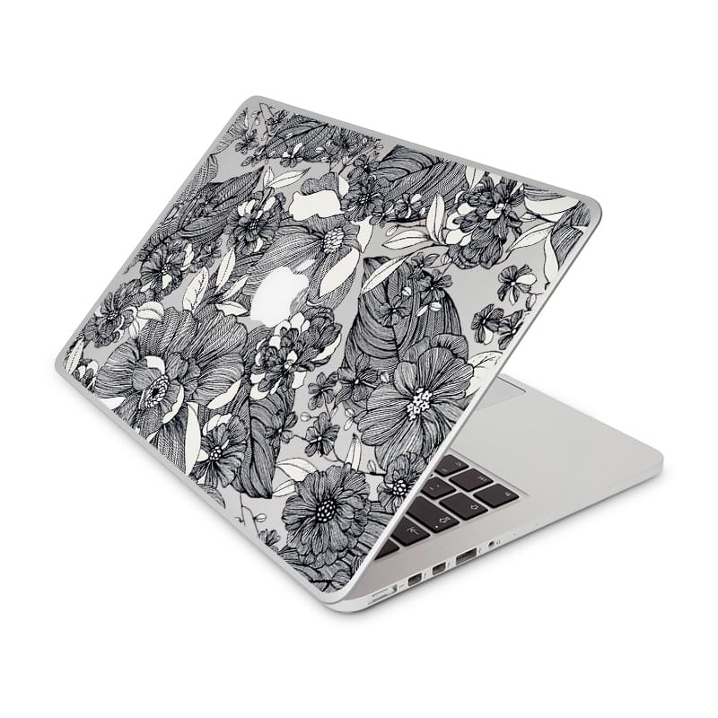 Чохол накладка для MacBook - Чорно-білі квіти - Gisolo