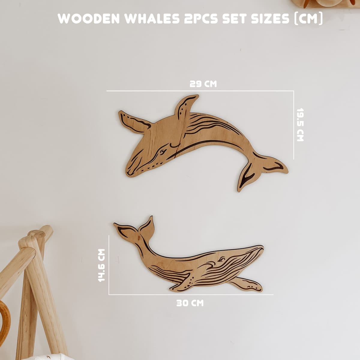 Декор для дитячої - Набір дерев'яних китів (2шт) - Gisolo
