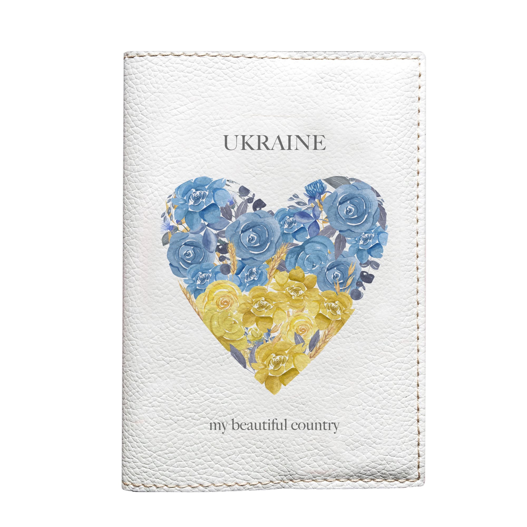 Обкладинка на паспорт - Ukraine my beautiful country (сердечко в квітах) - Gisolo
