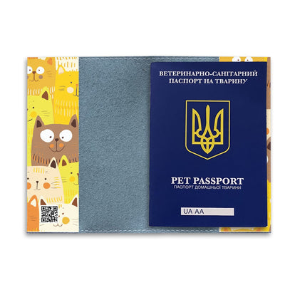 Обкладинка на ветеринарний паспорт - котики - Gisolo